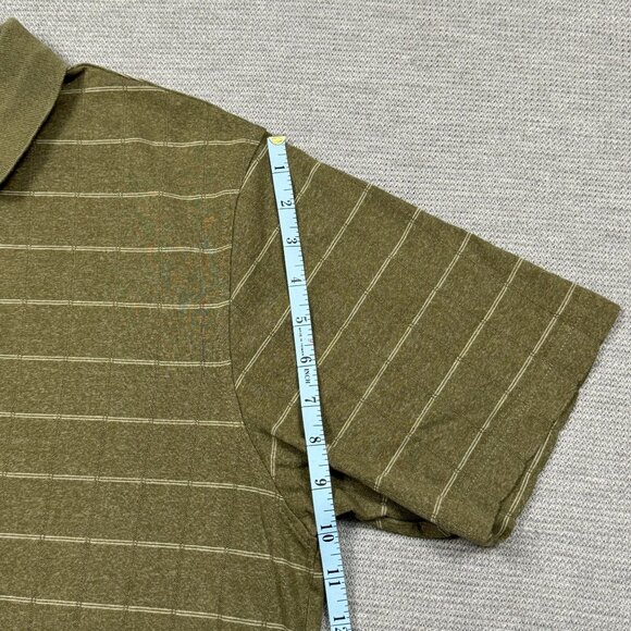 Van Heusen Striped Polo Shirt Mens Size L Green White Collared Short Sleeve - Picture 7 of 9